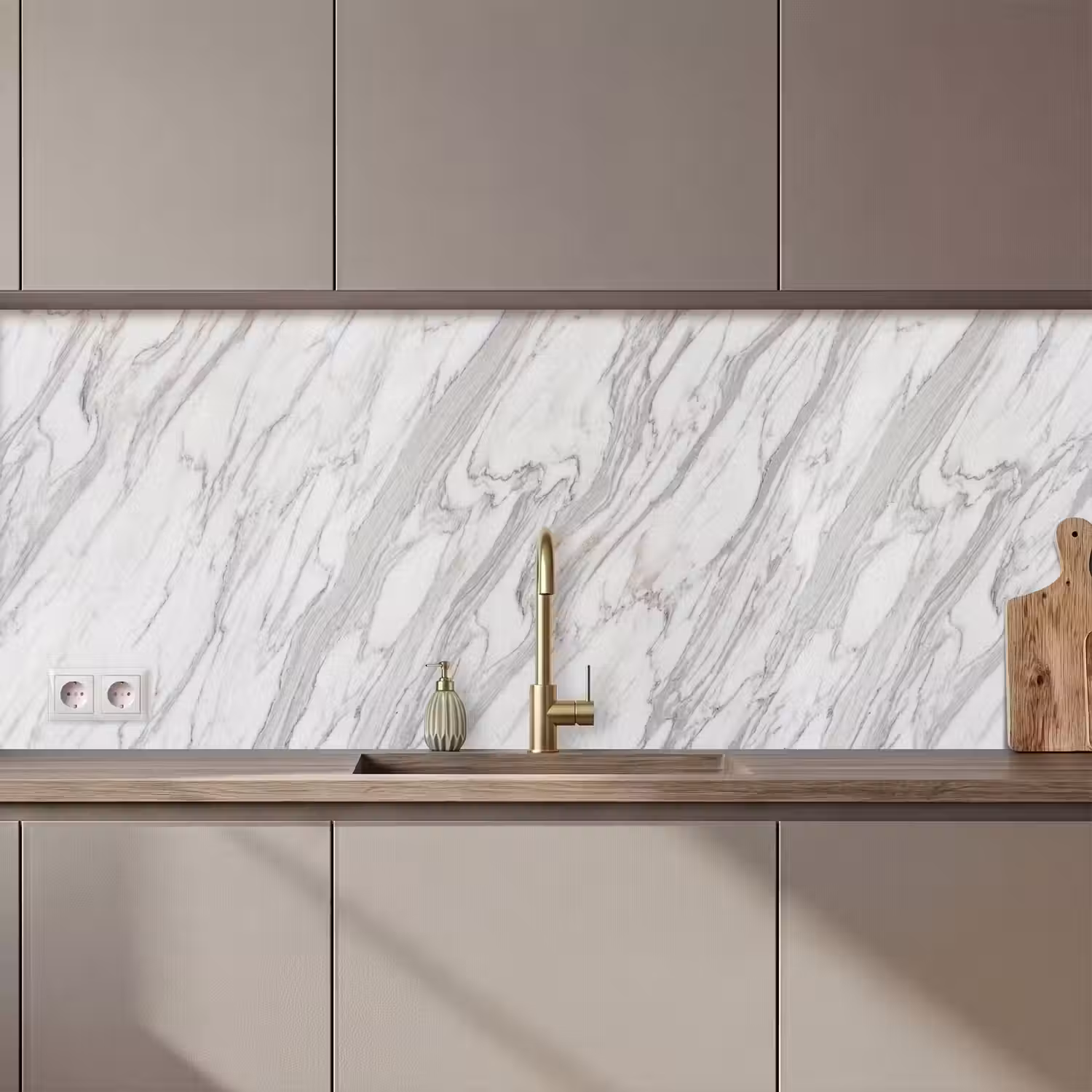 Marmer - Wit - Grijs - Structuur - Modern keuken achterwand 2 middel zz_3dshopping