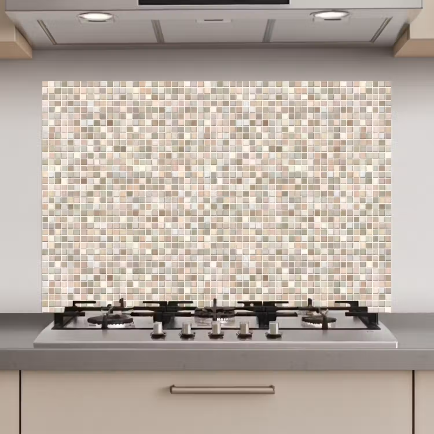 Mozaïek - Patroon- Taupe keuken achterwand spatscherm klein 900 -3d_website