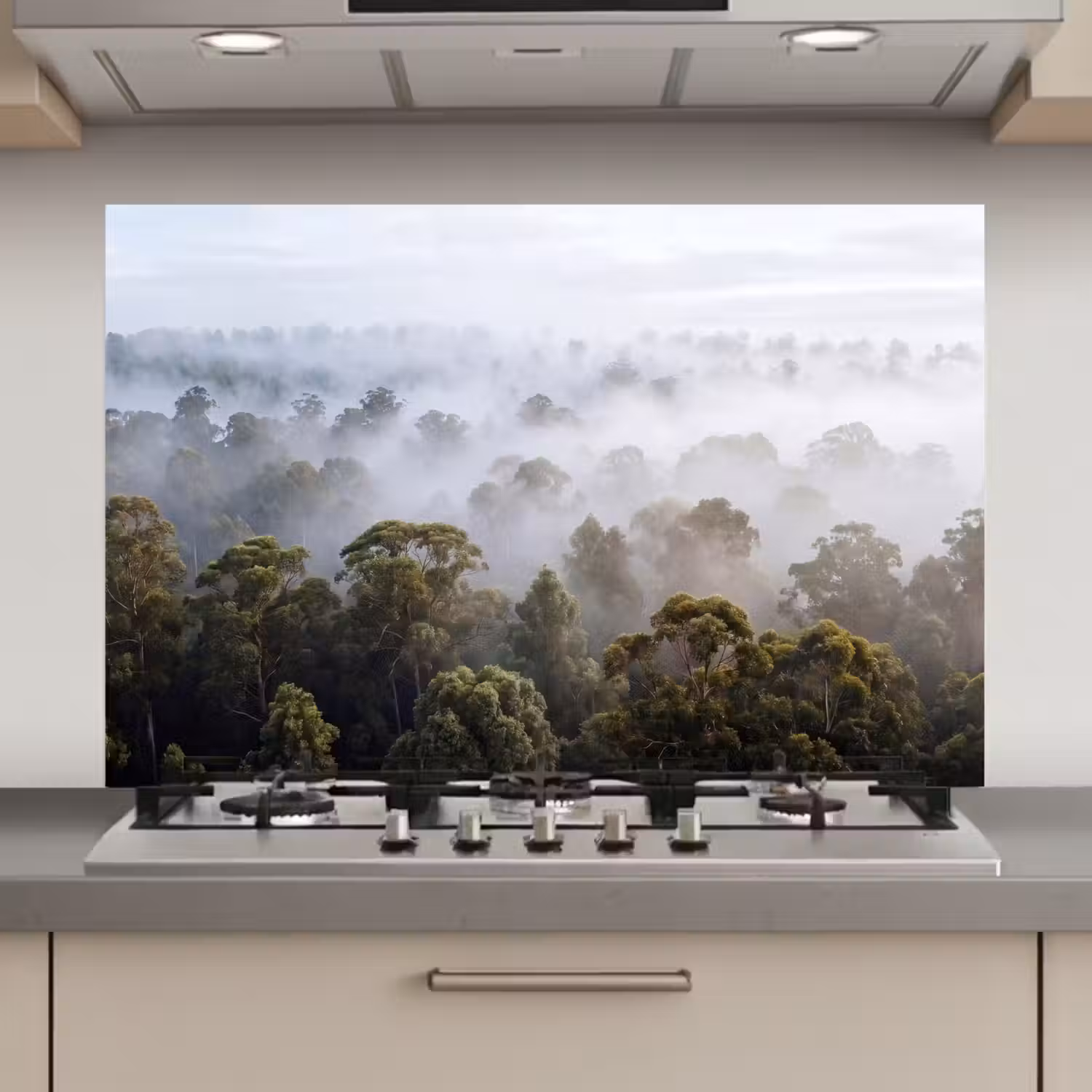 Natuur - Mist - Bos - Ochtend - Goud keuken achterwand spatscherm klein -3d_website