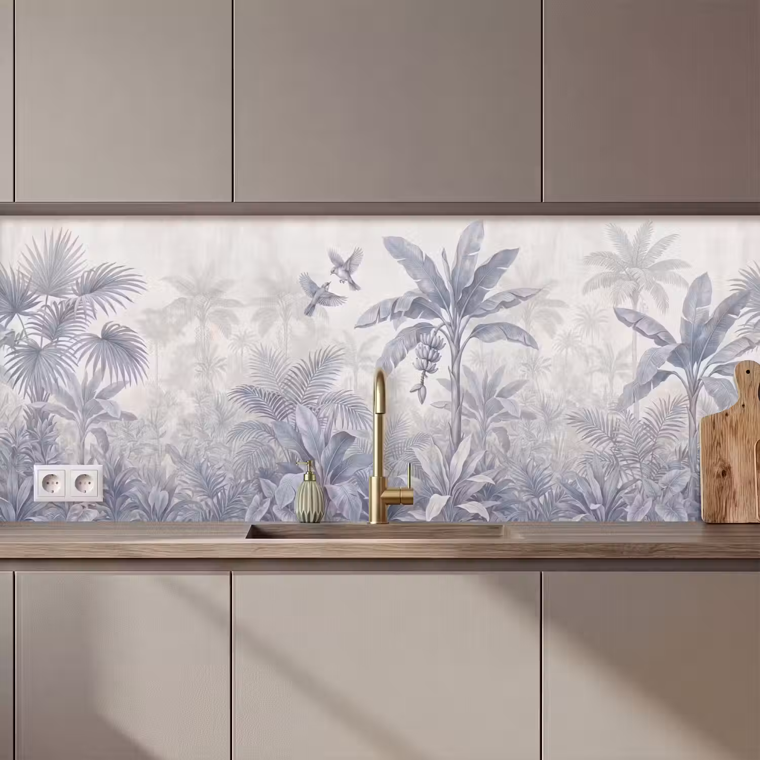 Natuur - Vogel - Jungle - Illustratie - Blauw keuken achterwand 2 middel zz_3dshopping