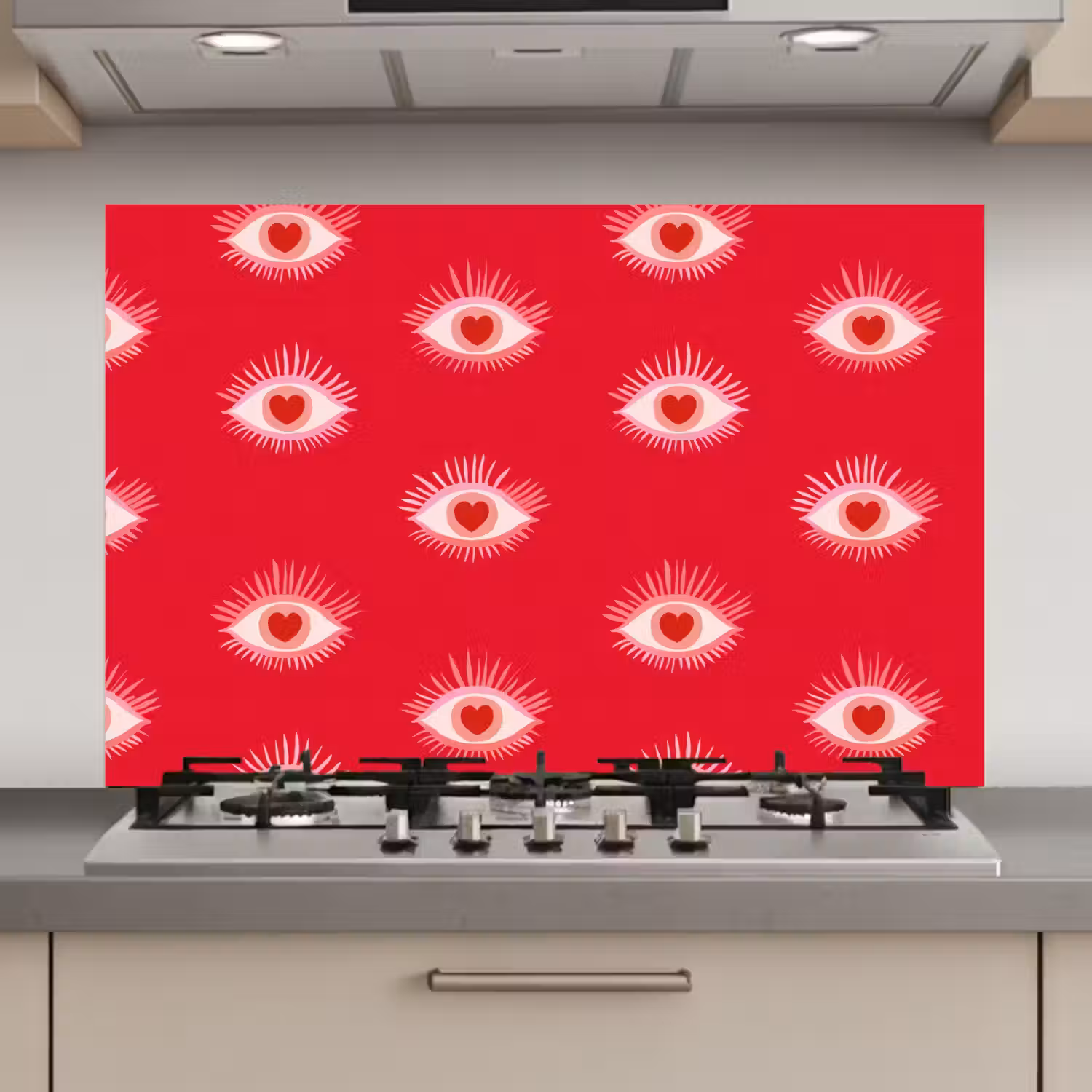 Ogen - Hart - Abstract - Rood - Roze keuken achterwand spatscherm klein 900 -3d_website