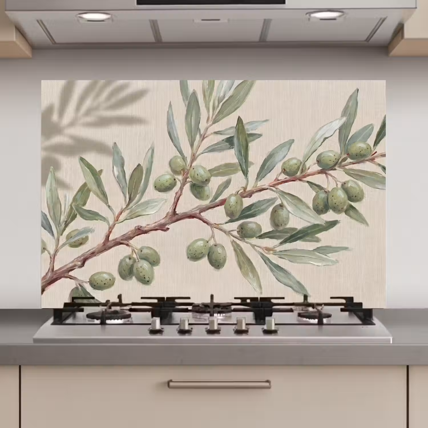Olijftak - Bladeren - Natuur - Groen - Beige keuken achterwand spatscherm klein -3d_website