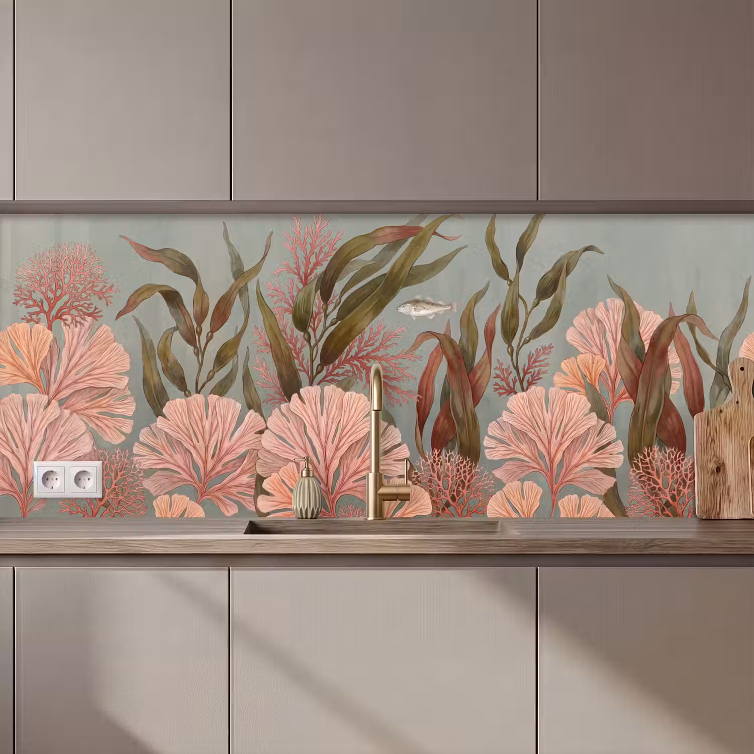 Onderwater - Planten - Vis - Vintage - Groen keuken achterwand 2 middel zz_3dshopping