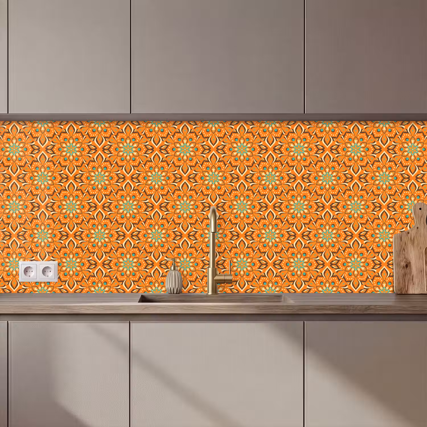 Oranje - Mandala - Design - Bohemian - Vintage keuken achterwand 2 middel 871 zz_3dshopping