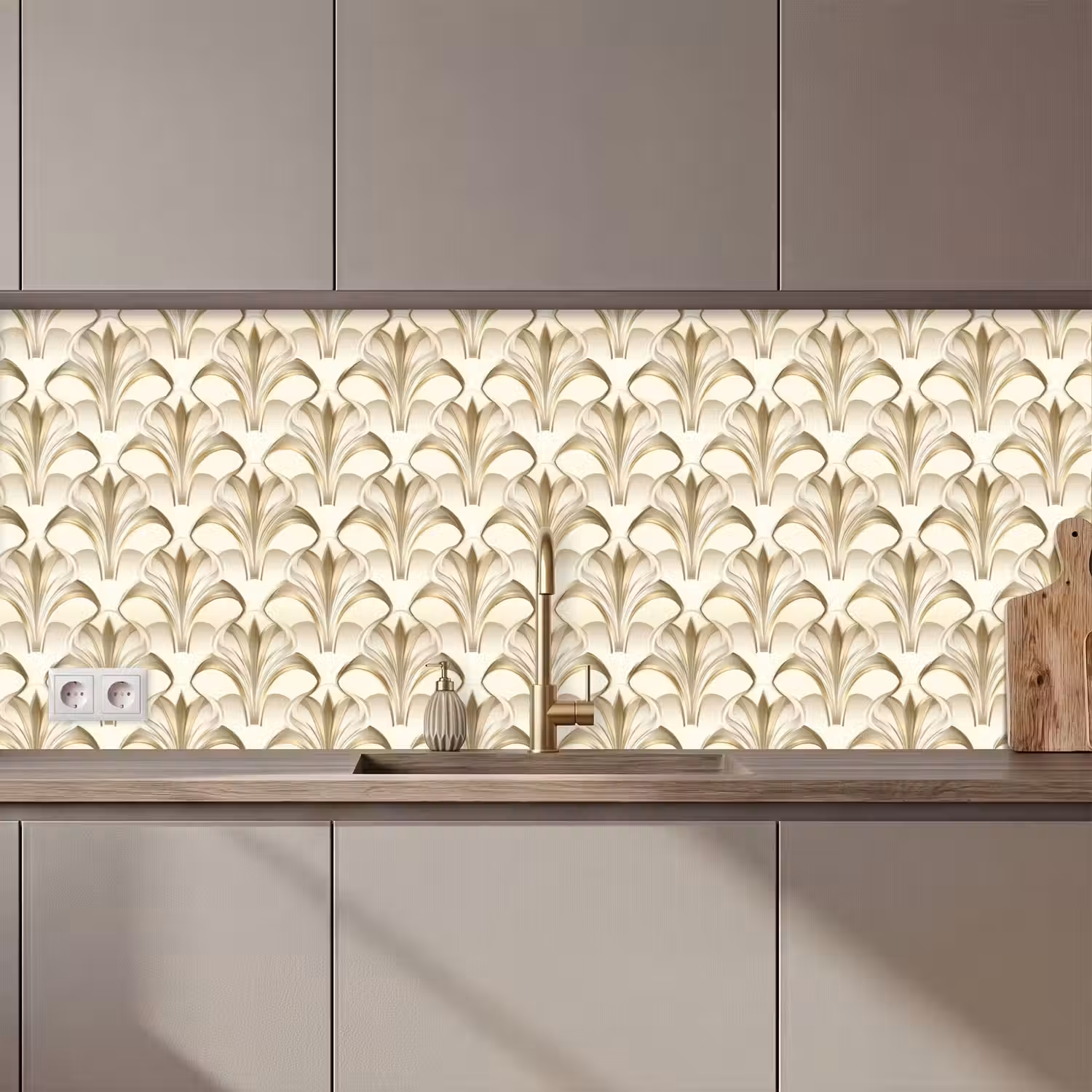 Ornament - Barok - Goud keuken achterwand 2 middel 871 zz_3dshopping