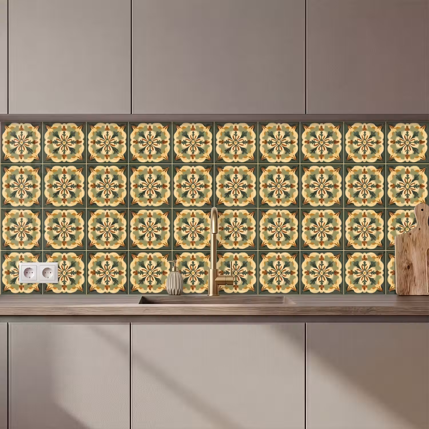 Ornament - Patroon - Groen keuken achterwand 2 middel 871 zz_3dshopping