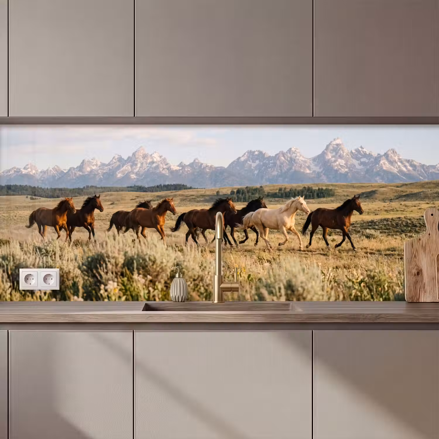 Paarden - Kudde - Bergen - Vrijheid - Wild keuken achterwand 2 middel zz_3dshopping