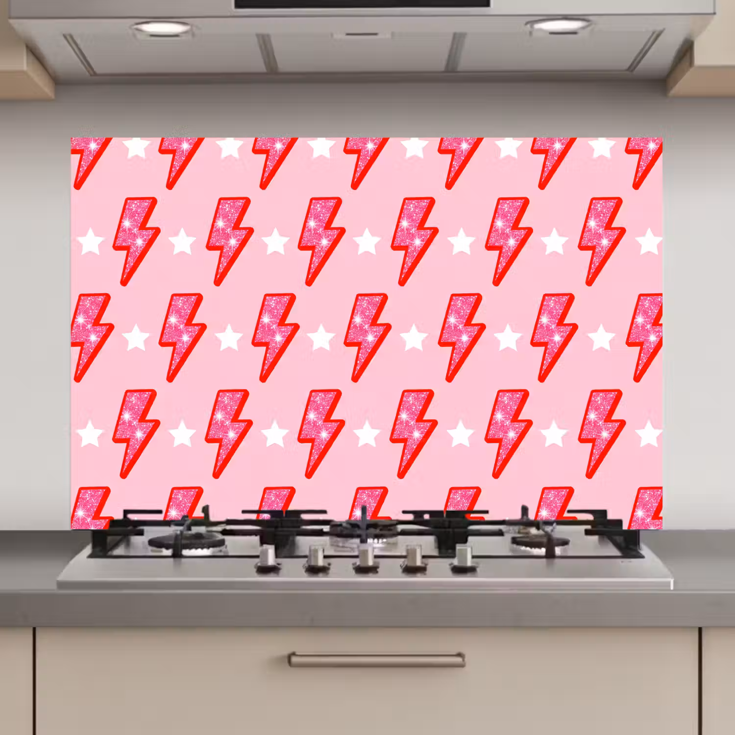 Patroon - Bliksem - Ster - Glitter - Roze keuken achterwand spatscherm klein -3d_website