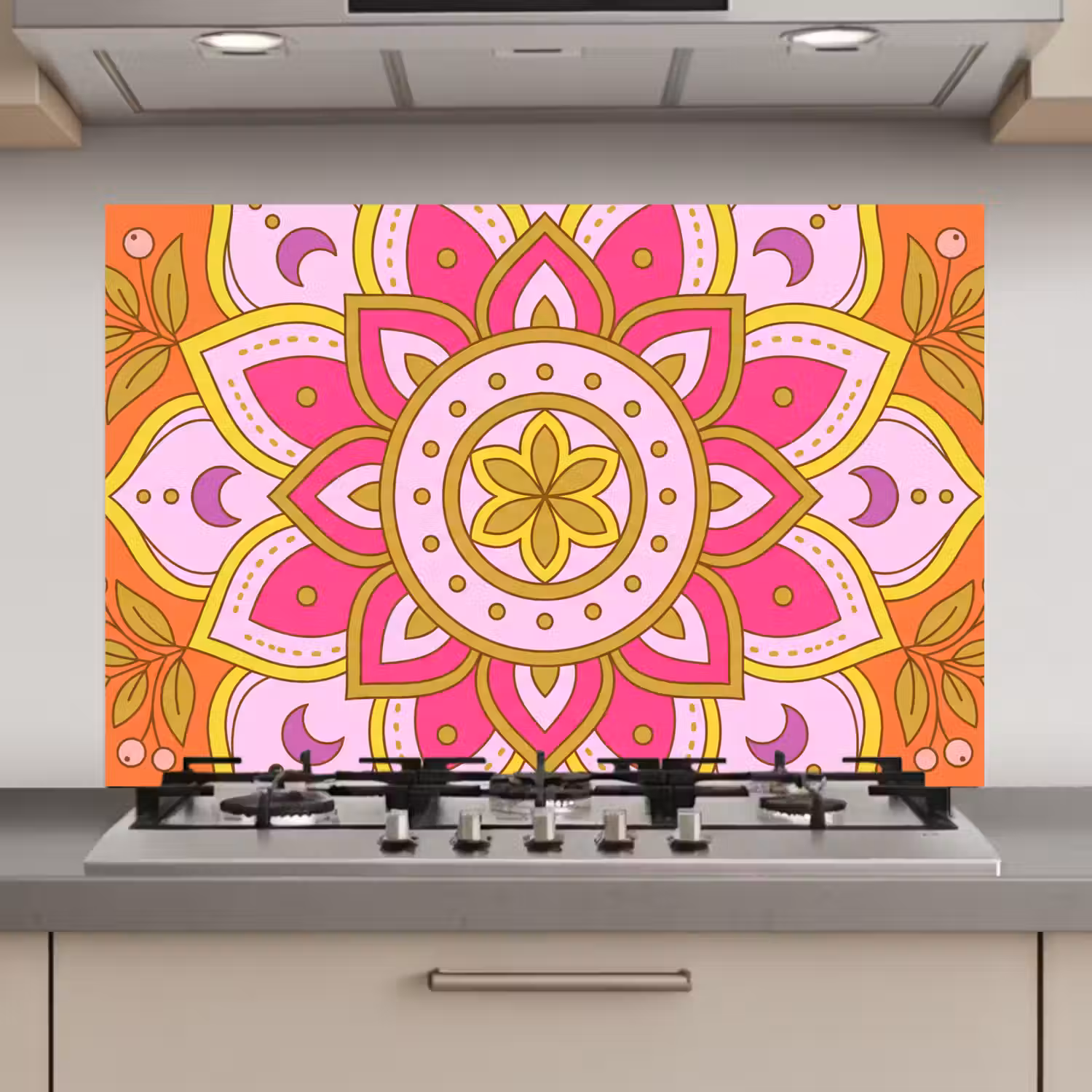Patroon - Bloemmotief - Decoratie - Abstract - Roze keuken achterwand spatscherm klein -3d_website
