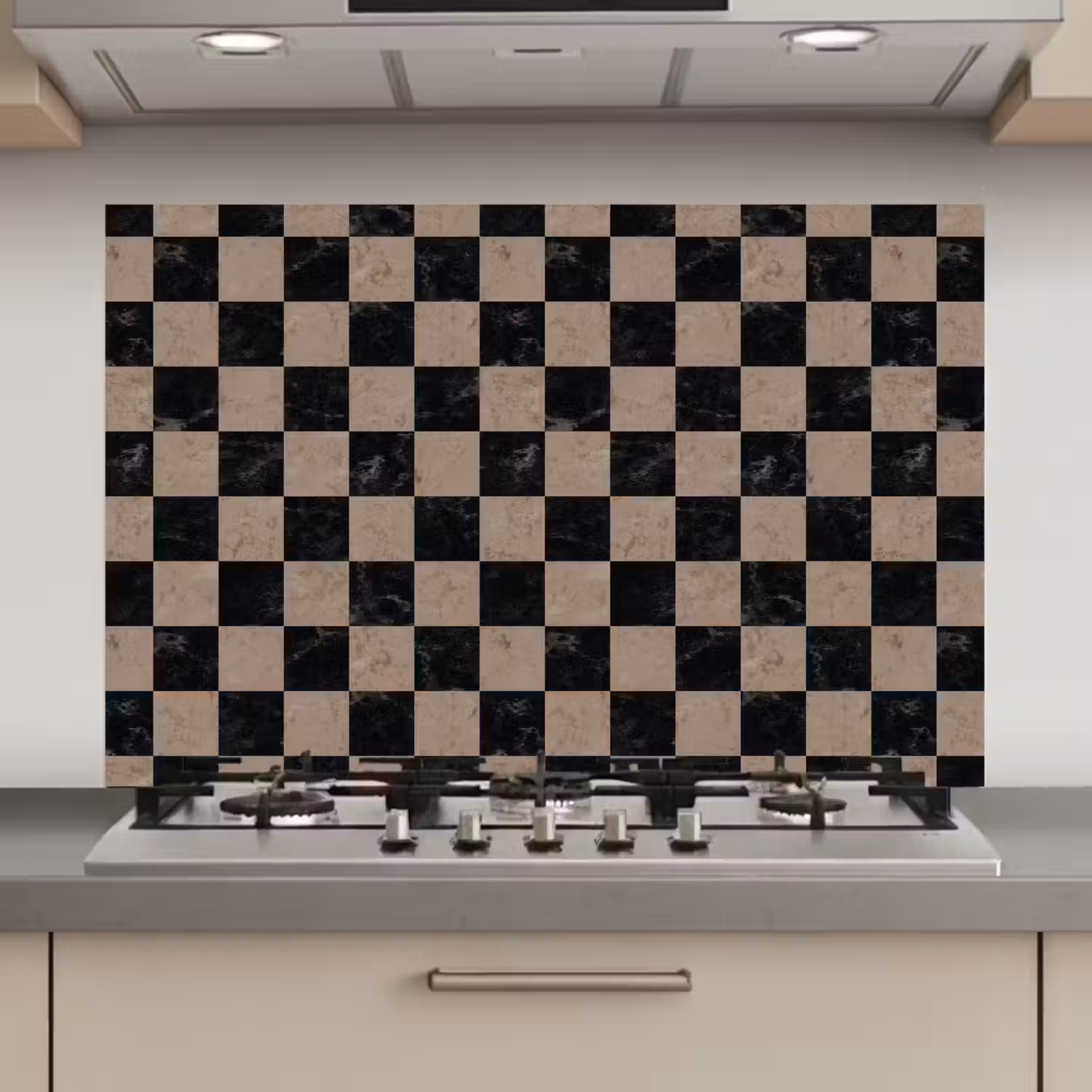 Patroon - Dambord - Marmer keuken achterwand spatscherm klein 900 -3d_website