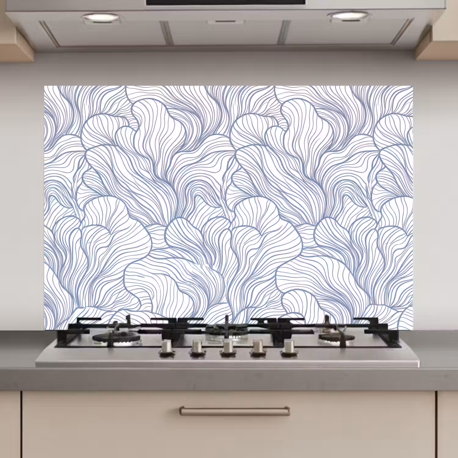 Patroon - Lijnen - Organisch - Abstract - Blauw keuken achterwand spatscherm klein -3d_website