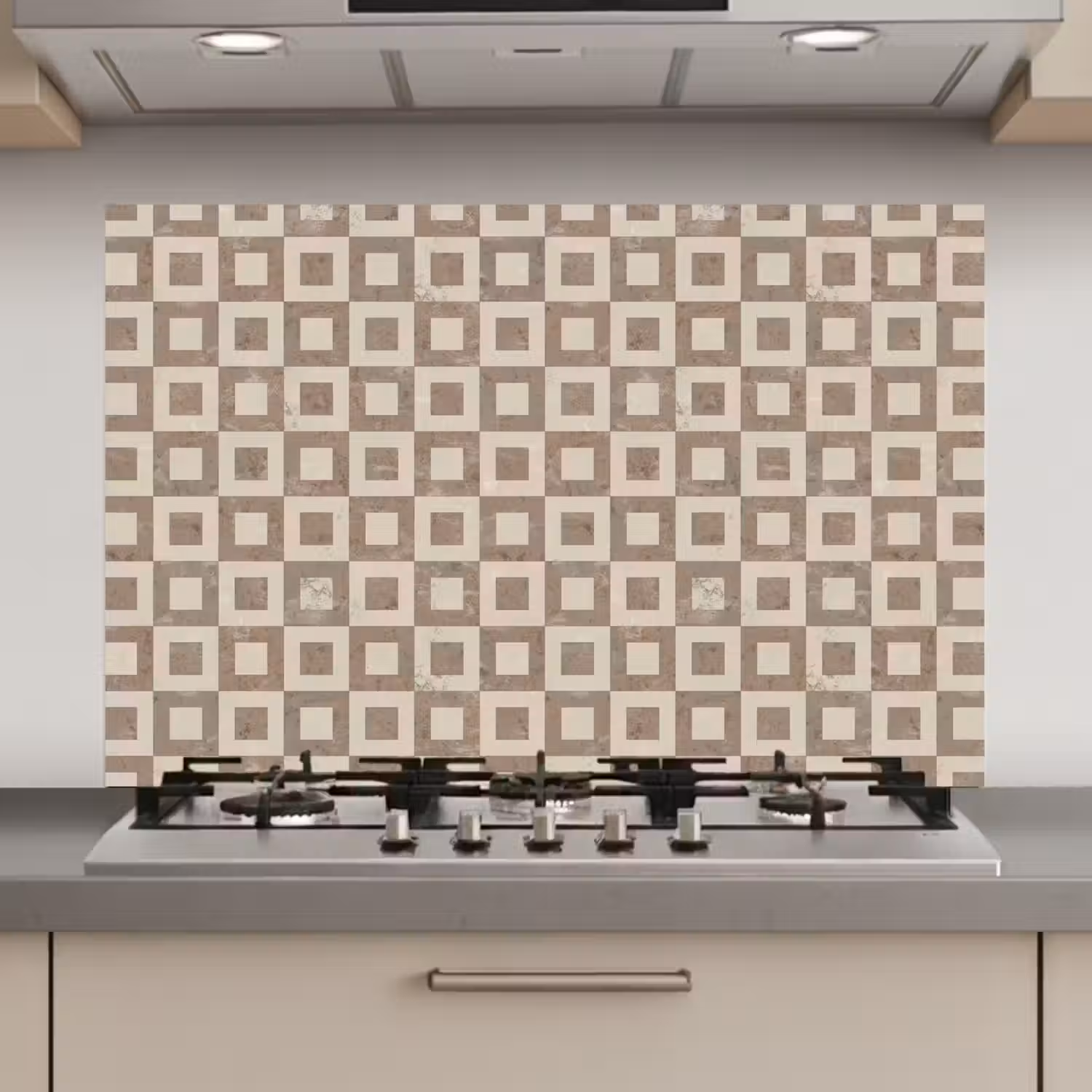 Patroon - Marmer - Beige keuken achterwand spatscherm klein 900 -3d_website