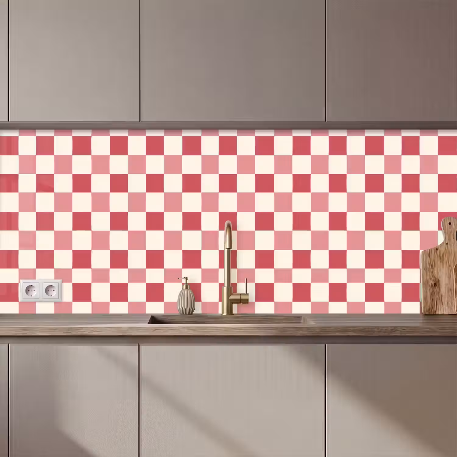 Patroon - Schaak - Roze keuken achterwand 2 middel 871 zz_3dshopping