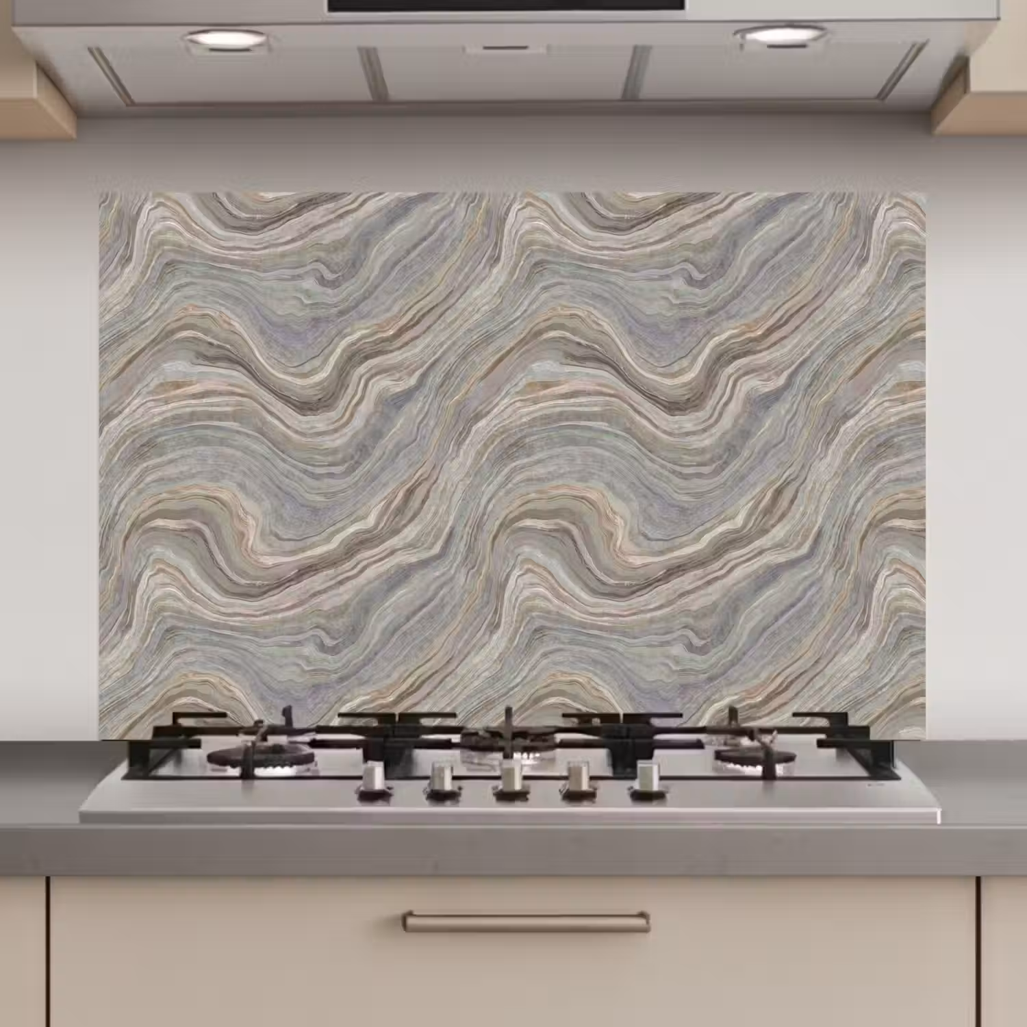 Patroon - Sereen - Paars - Groen keuken achterwand spatscherm klein 900 -3d_website