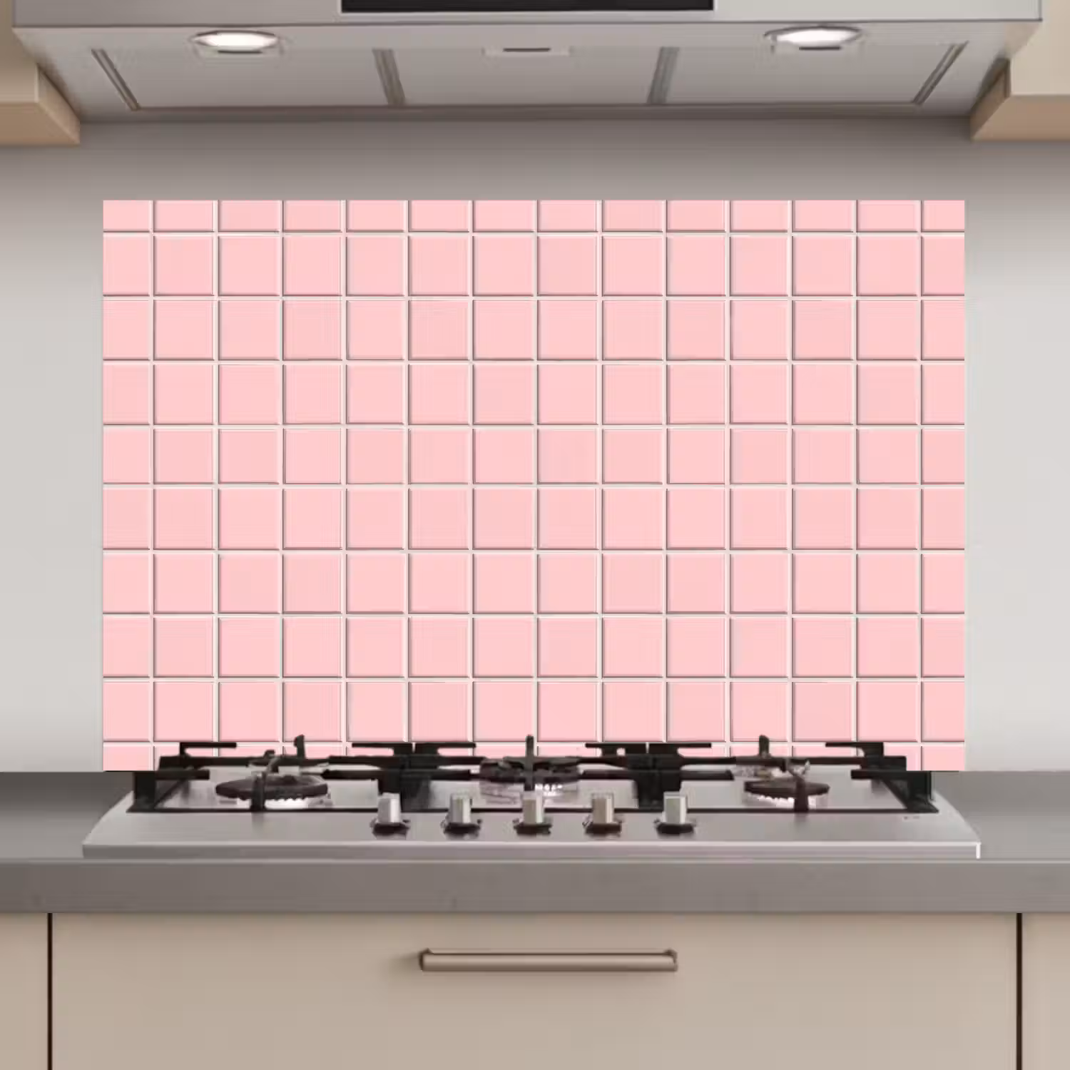 Patroon - Tegel - Pastelroze keuken achterwand spatscherm klein 900 -3d_website