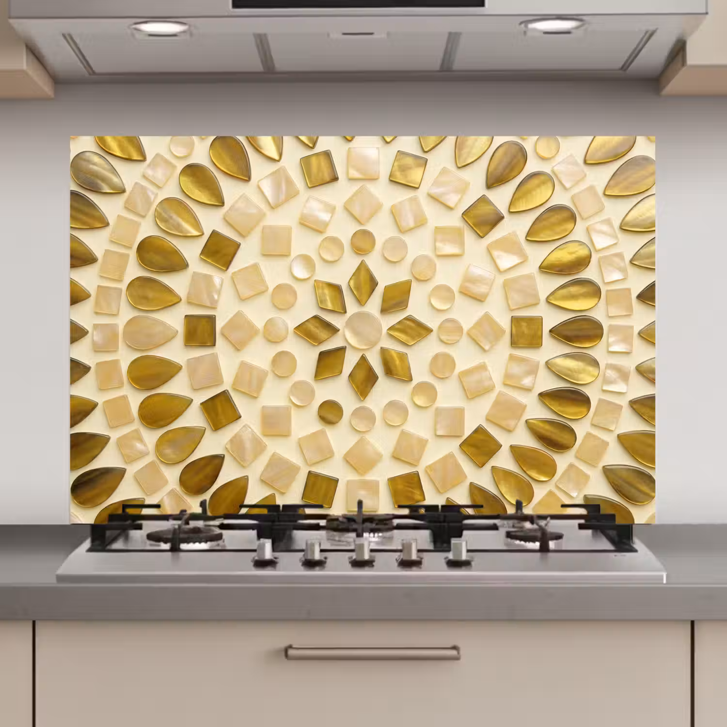 Patroon - Vormen - Mozaïek - Abstract - Goud keuken achterwand spatscherm klein -3d_website