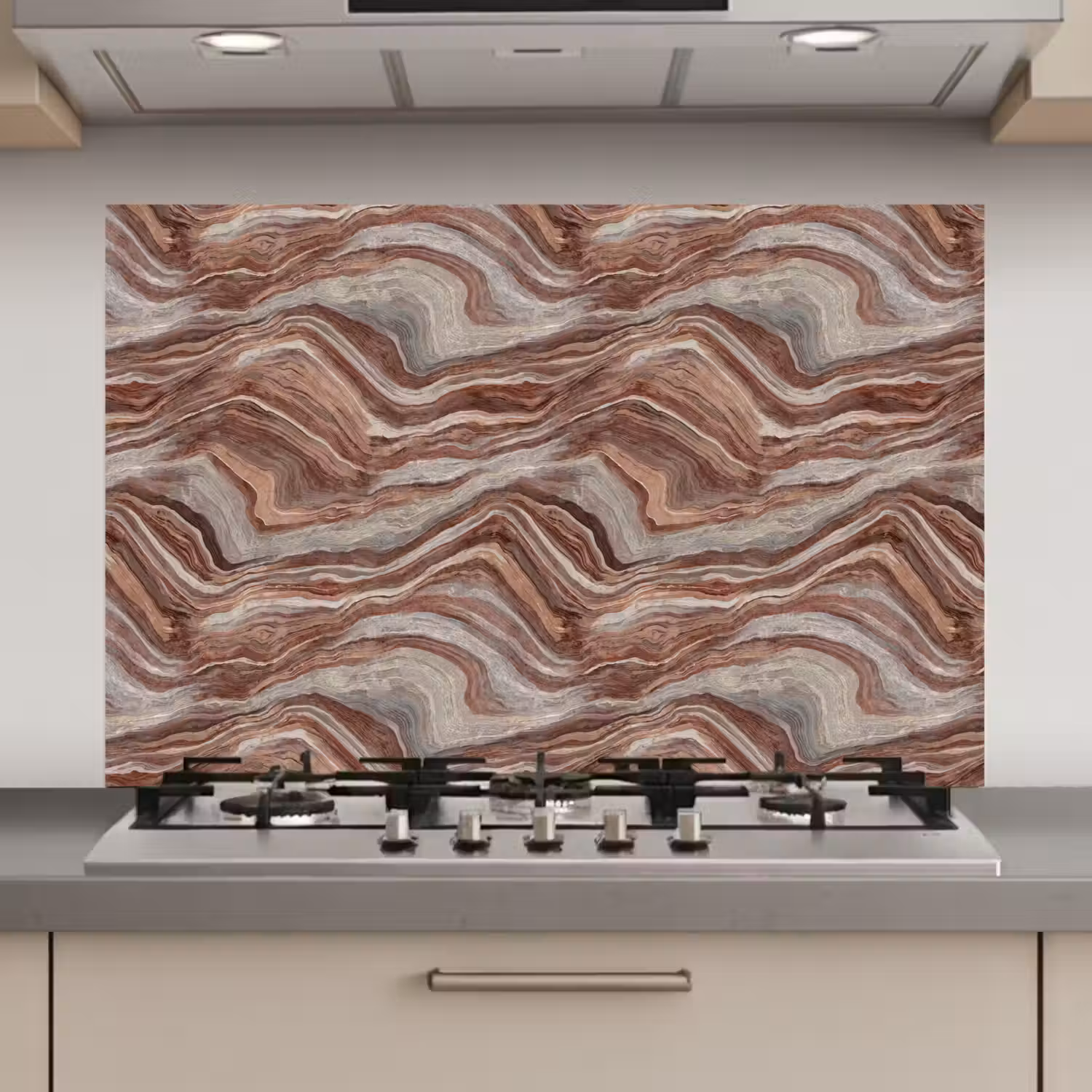 Patroon - Zandsteen - Travertijn keuken achterwand spatscherm klein 900 -3d_website