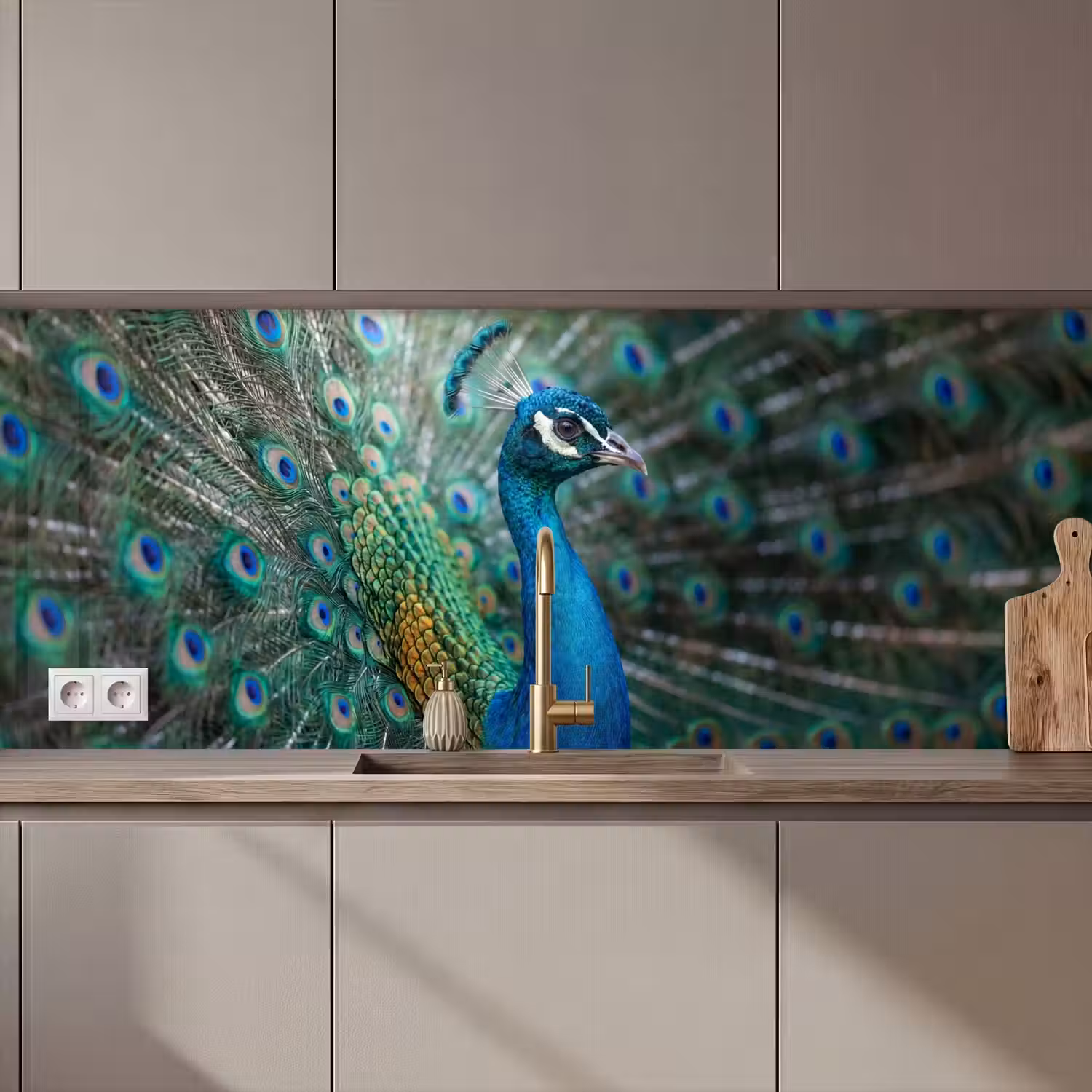 Pauw - Veren - Blauw keuken achterwand 2 middel zz_3dshopping