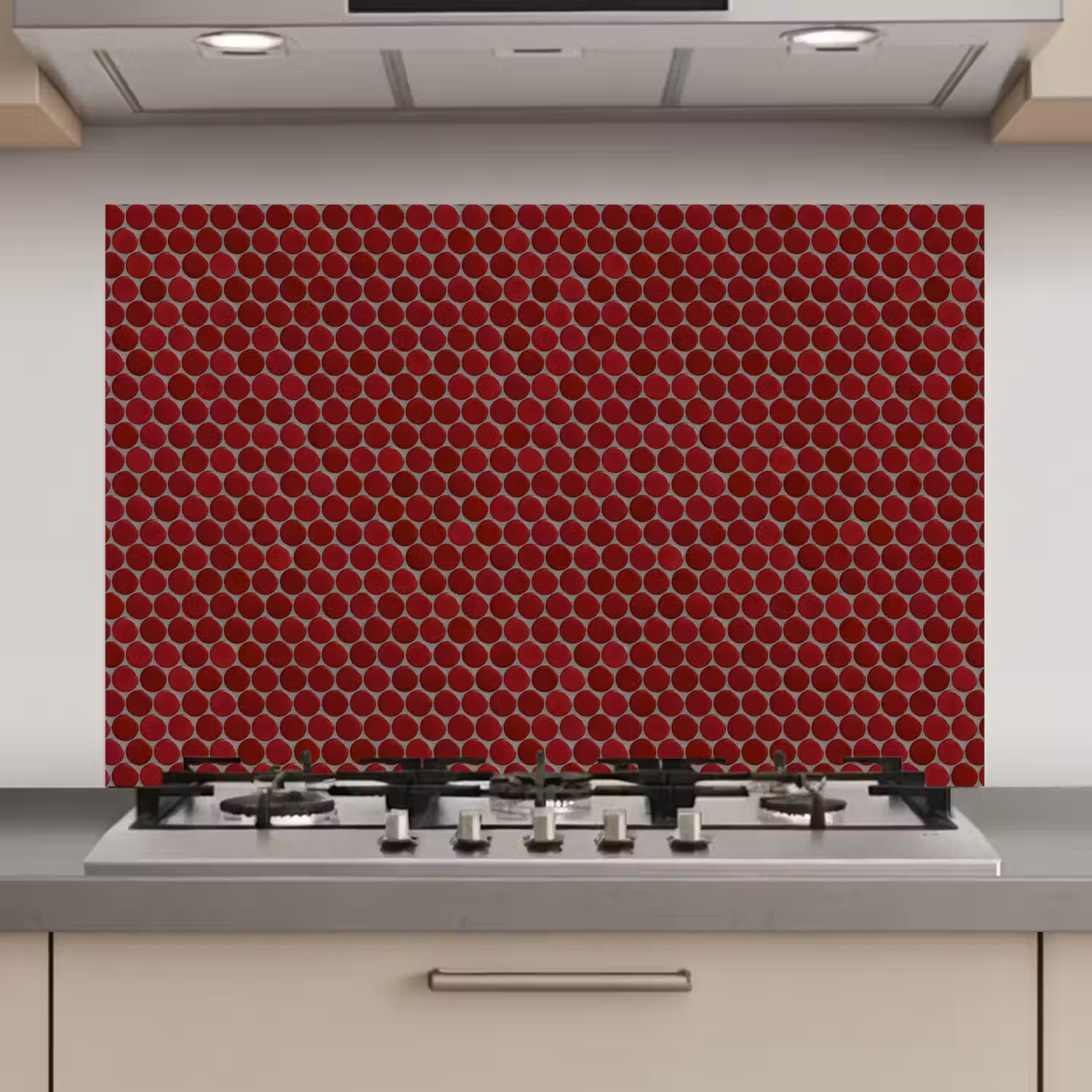 Penny - Mozaïek - Rond - Rood keuken achterwand spatscherm klein 900 -3d_website