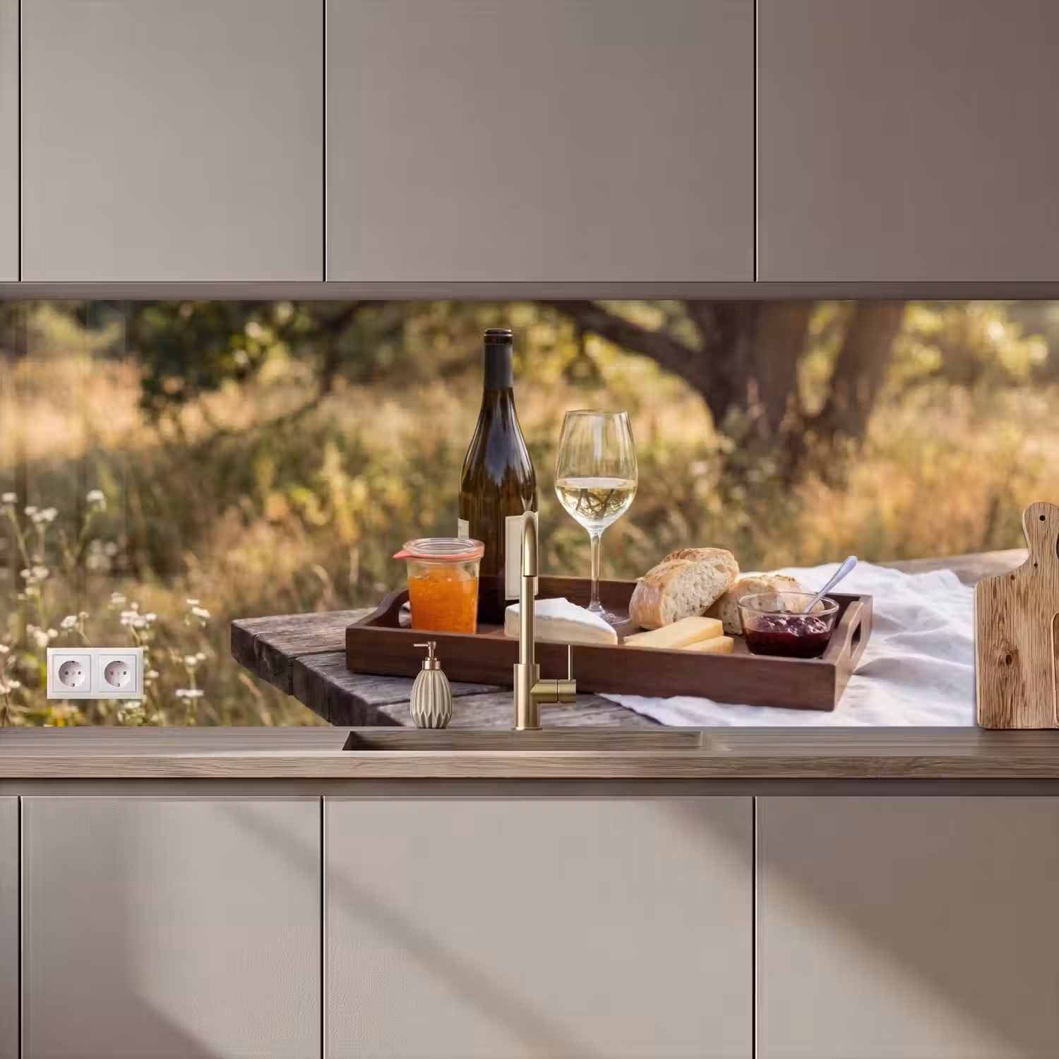 Picknick - Wijn - Kaasplankje keuken achterwand 2 middel zz_3dshopping