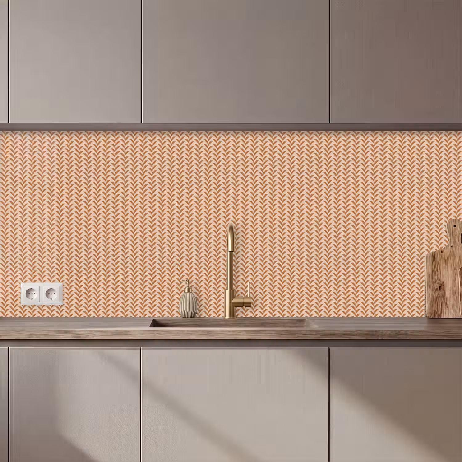 Plaid - Patroon - Bladvorm - Bruin keuken achterwand 2 middel 871 zz_3dshopping
