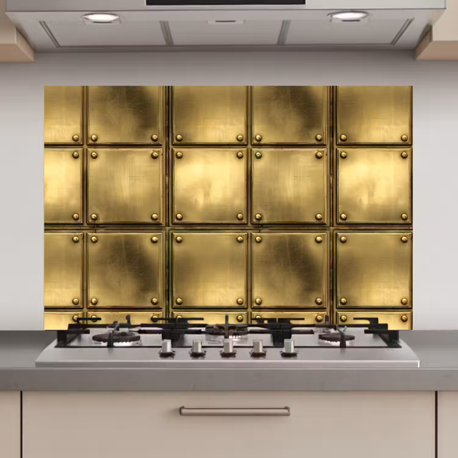 Platen - Industrieel - Stoer - Goud keuken achterwand spatscherm klein 900 -3d_website