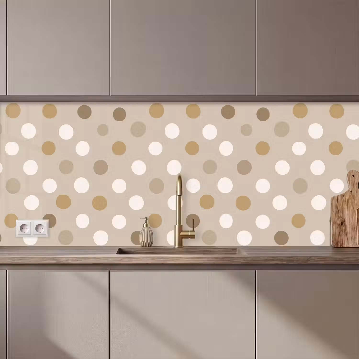 Polka - Dots - Beige keuken achterwand 2 middel 871 zz_3dshopping
