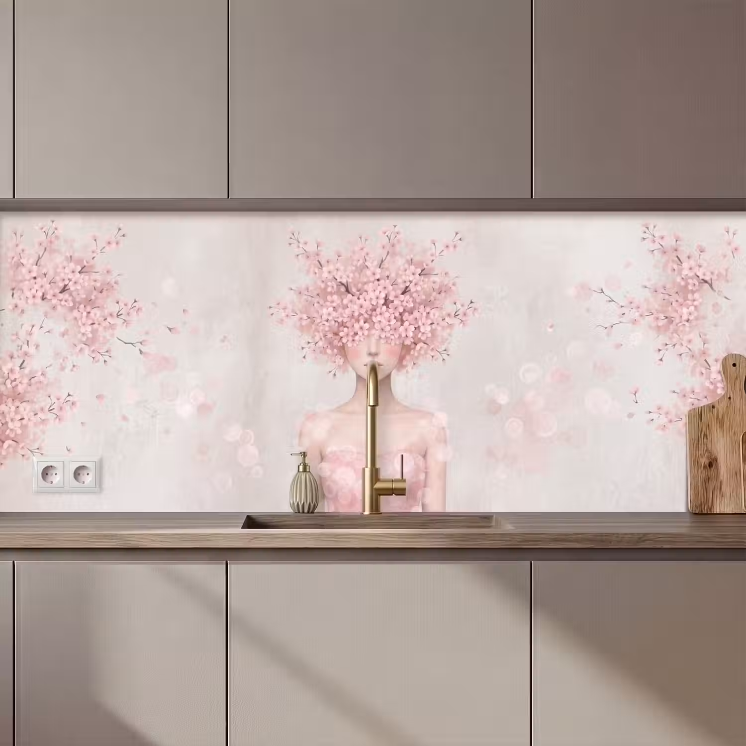 Portret - Kersenbloesem - Roze keuken achterwand 2 middel zz_3dshopping