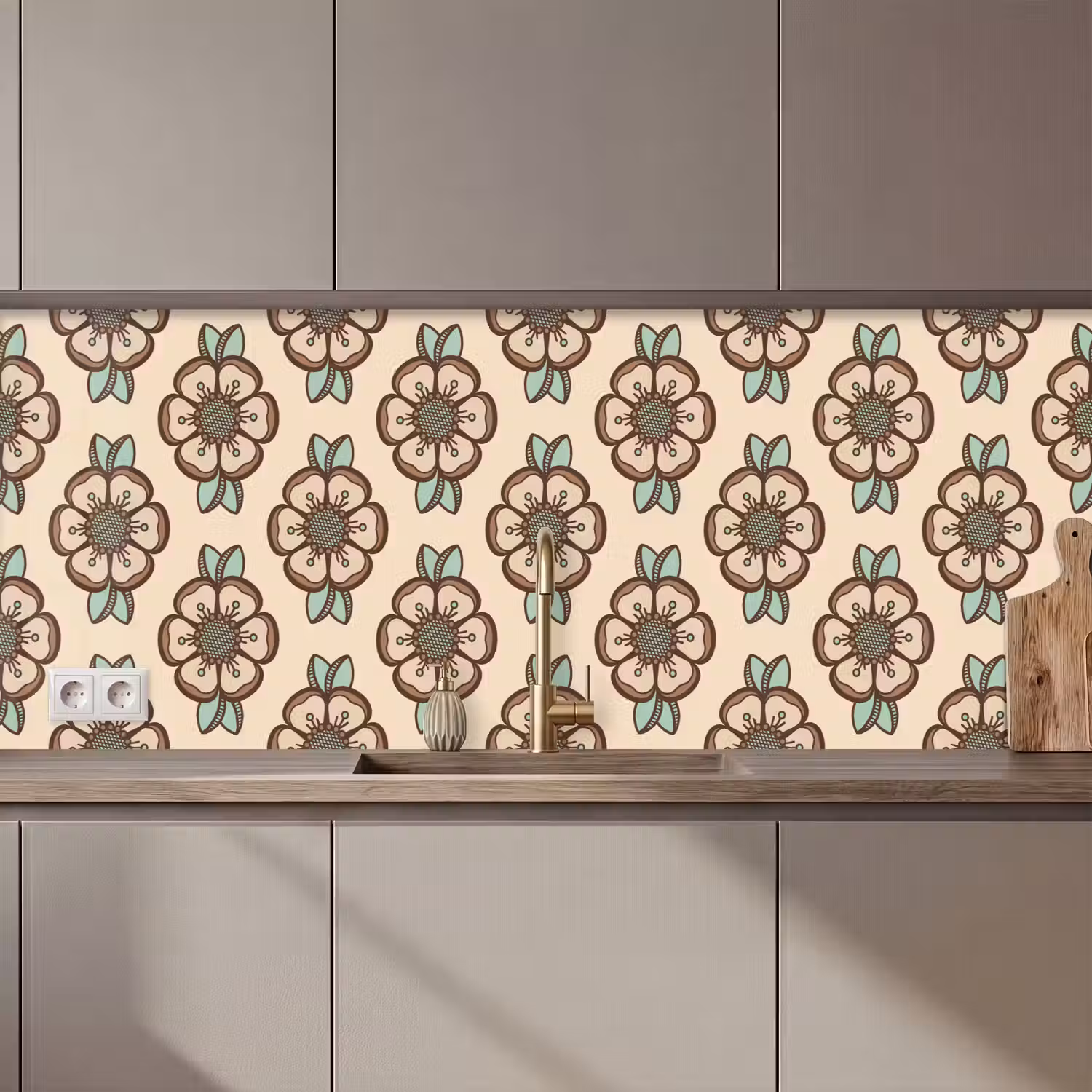 Retro - Bloemen - Design keuken achterwand 2 middel 871 zz_3dshopping