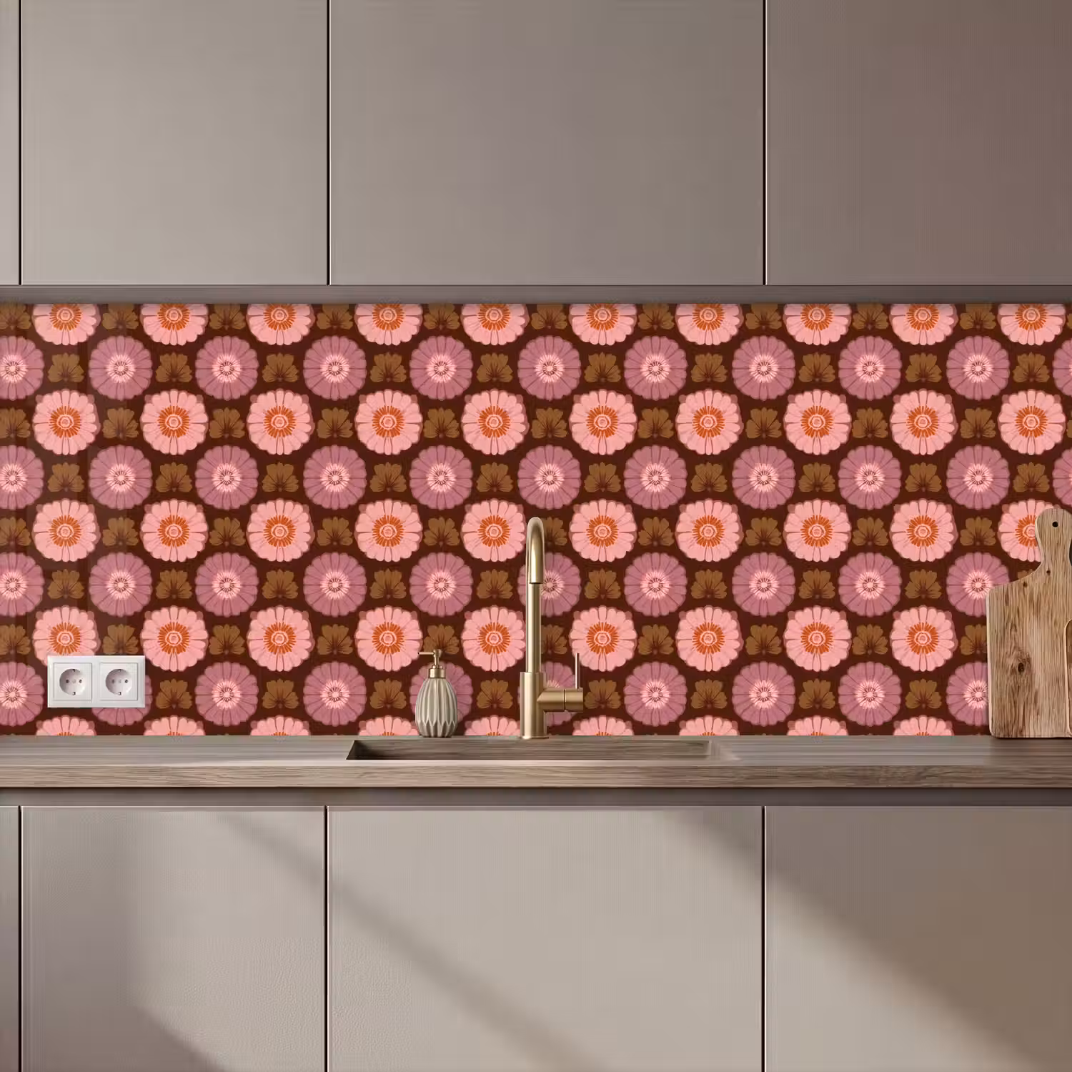 Retro - Madelief - Roze keuken achterwand 2 middel 871 zz_3dshopping