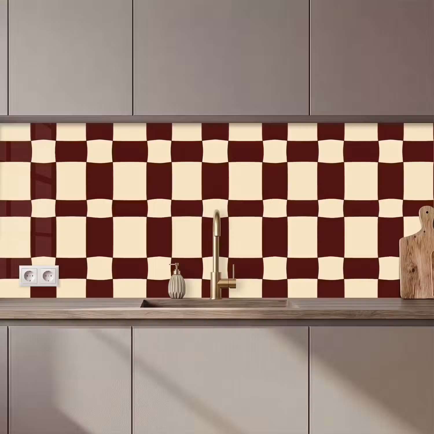 Retro - Patroon - Bruin keuken achterwand 2 middel 871 zz_3dshopping