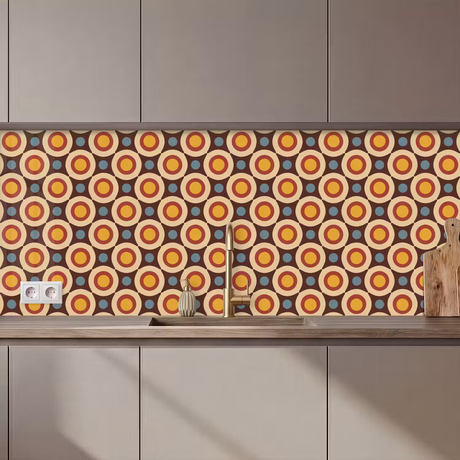 Retro - Vintage - Design - Cirkel keuken achterwand 2 middel 871 zz_3dshopping