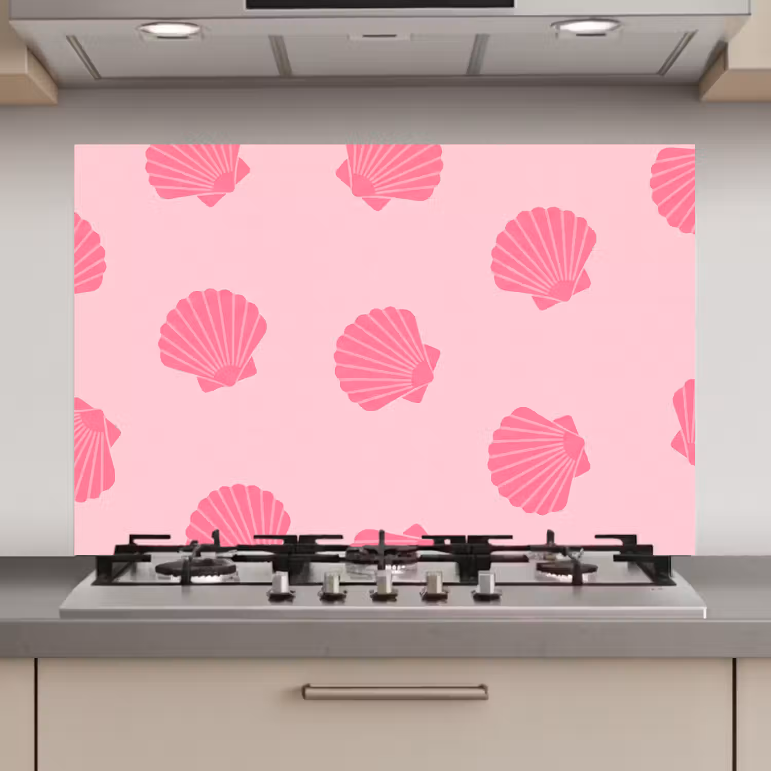Schelp - Patroon - Zee - Modern - Roze keuken achterwand spatscherm klein -3d_website