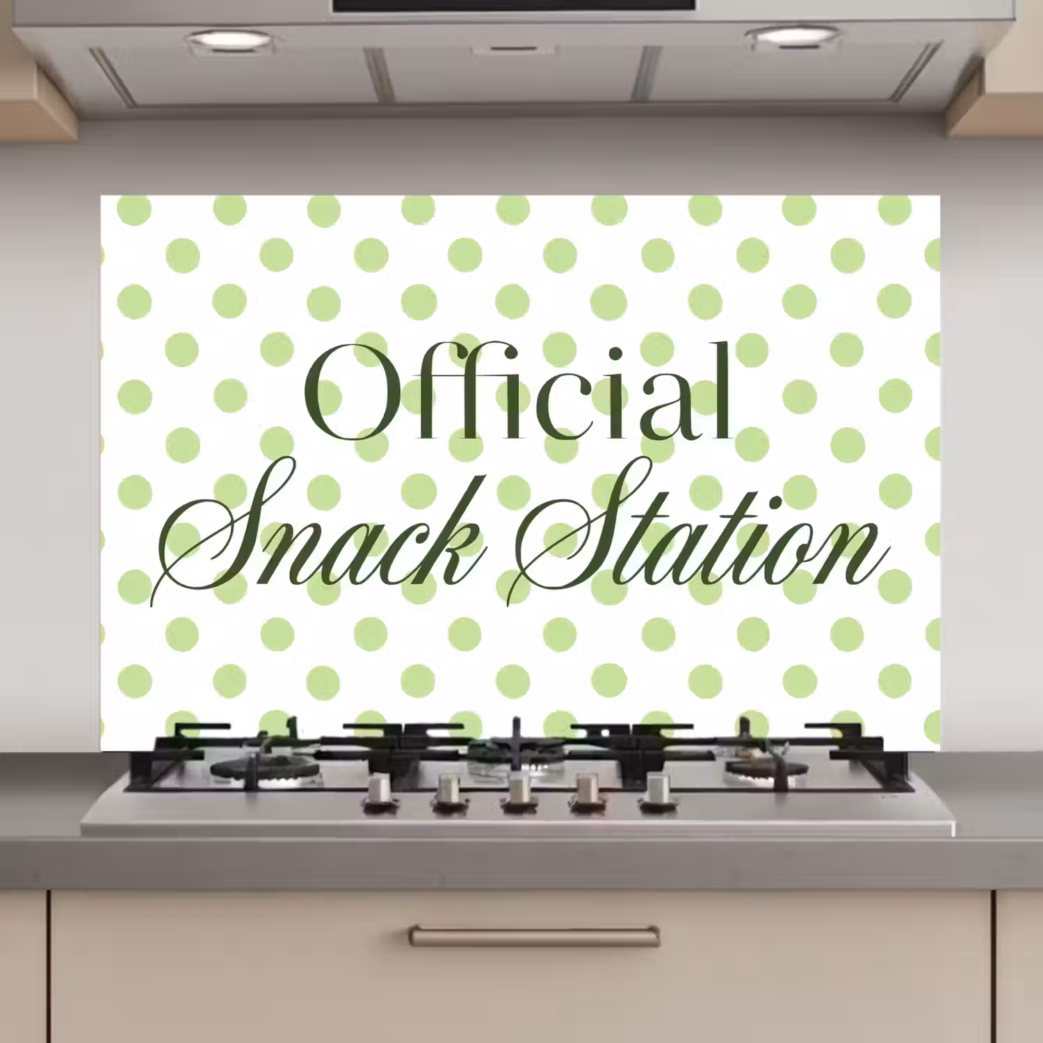 Snack Station - Groen - Stippen keuken achterwand spatscherm klein -3d_website