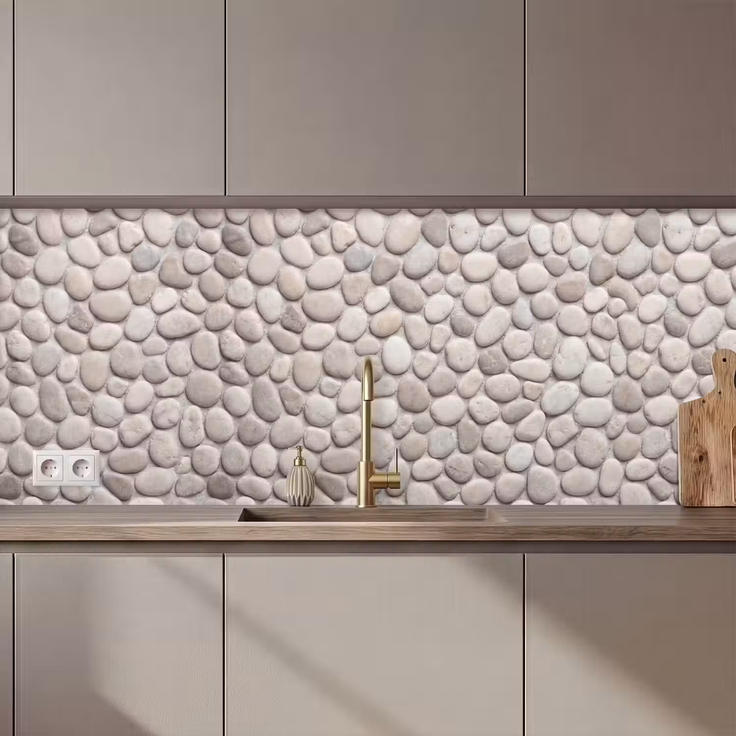 Steen - Kiezel - Natuur - Minimalistisch - Beige keuken achterwand 2 middel zz_3dshopping