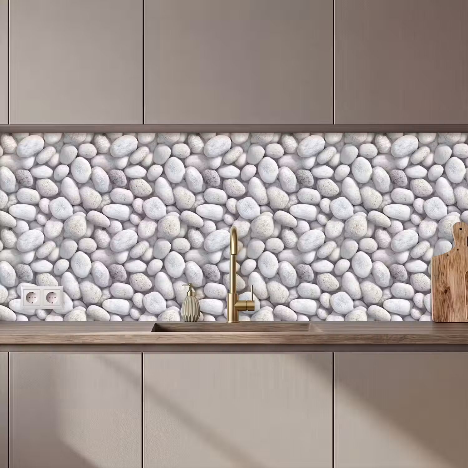 Steentjes - Grijs - Ovaal keuken achterwand 2 middel 871 zz_3dshopping