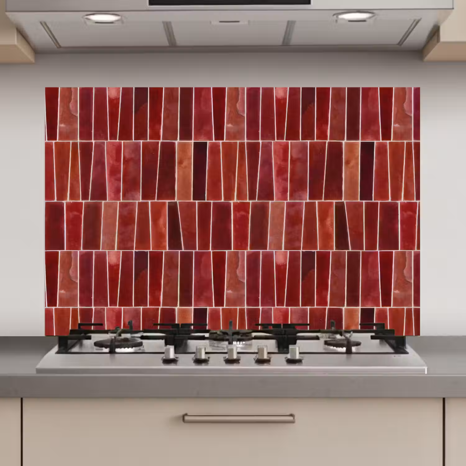 Tegels - Modern - Structuur - Dieprood keuken achterwand spatscherm klein 900 -3d_website