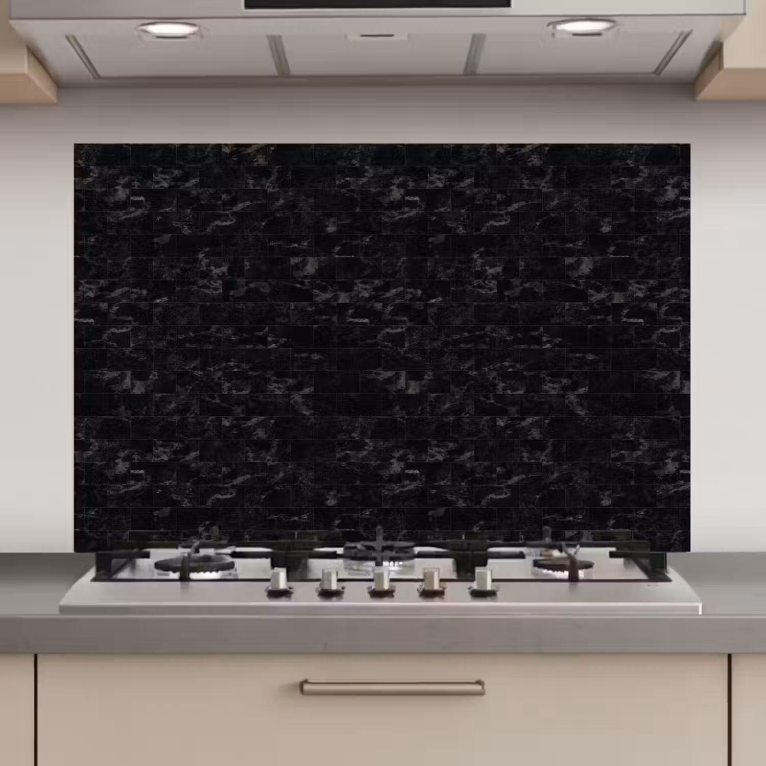 Tegels - Patroon - Marmer - Zwart keuken achterwand spatscherm klein 900 -3d_website