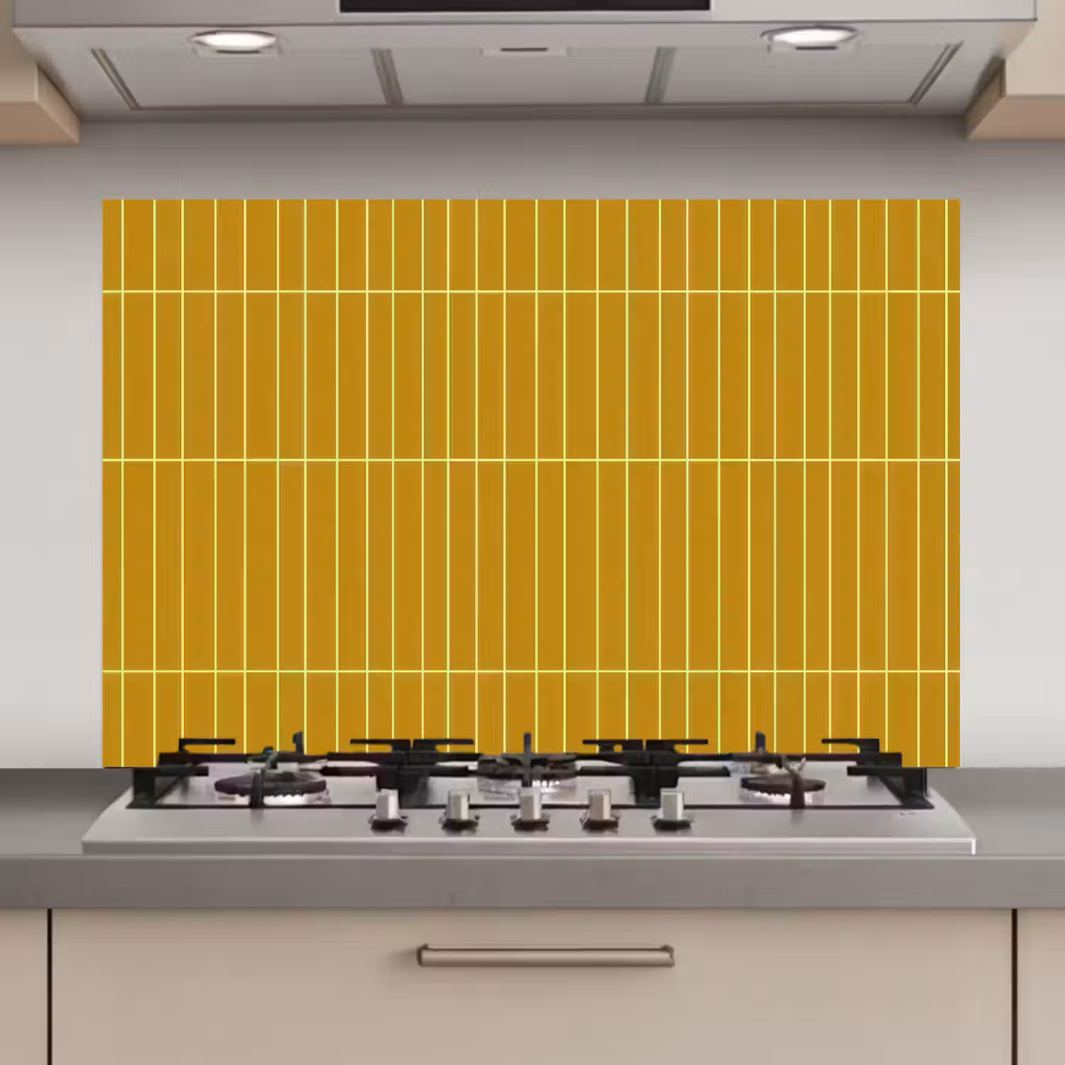 Tegels - Verticaal - Mosterdgeel keuken achterwand spatscherm klein 900 -3d_website