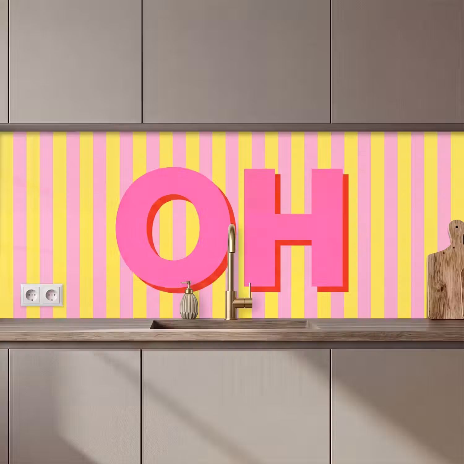 Tekst - Strepen - Roze keuken achterwand 2 middel zz_3dshopping