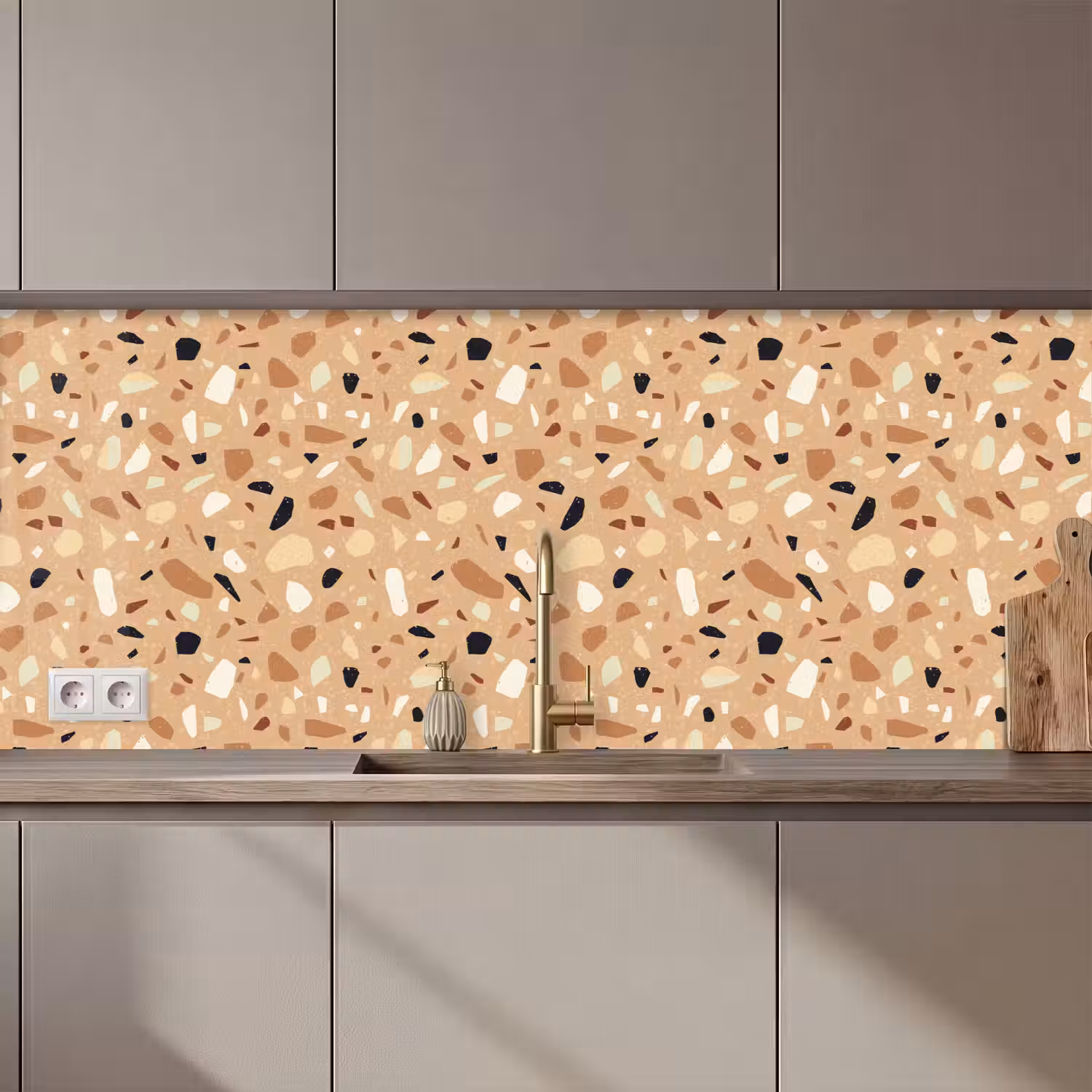 Terrazzo - Patroon - Kleurrijk - Oranje keuken achterwand 2 middel 871 zz_3dshopping