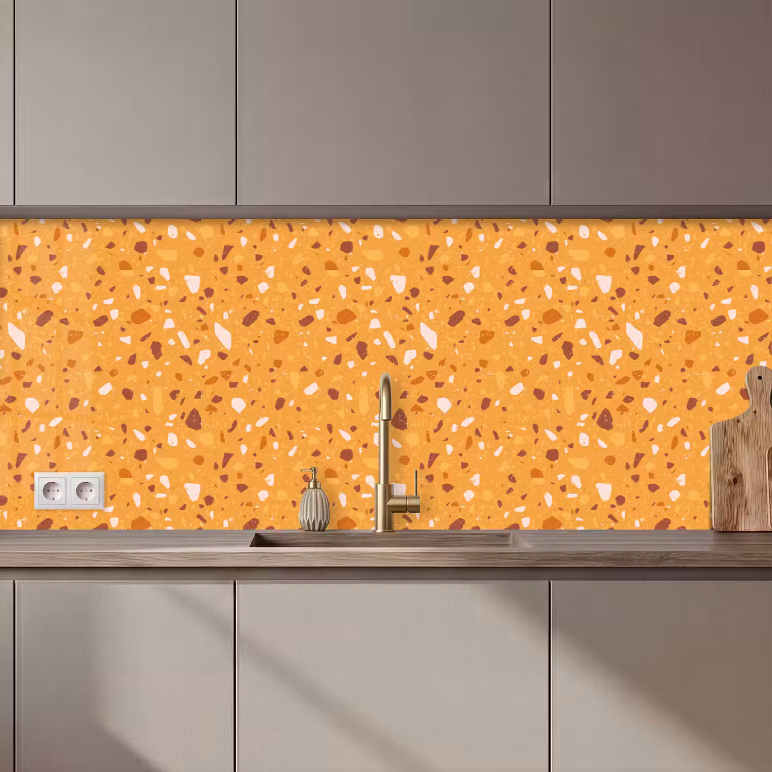 Terrazzo - Patroon - Okergeel keuken achterwand 2 middel 871 zz_3dshopping