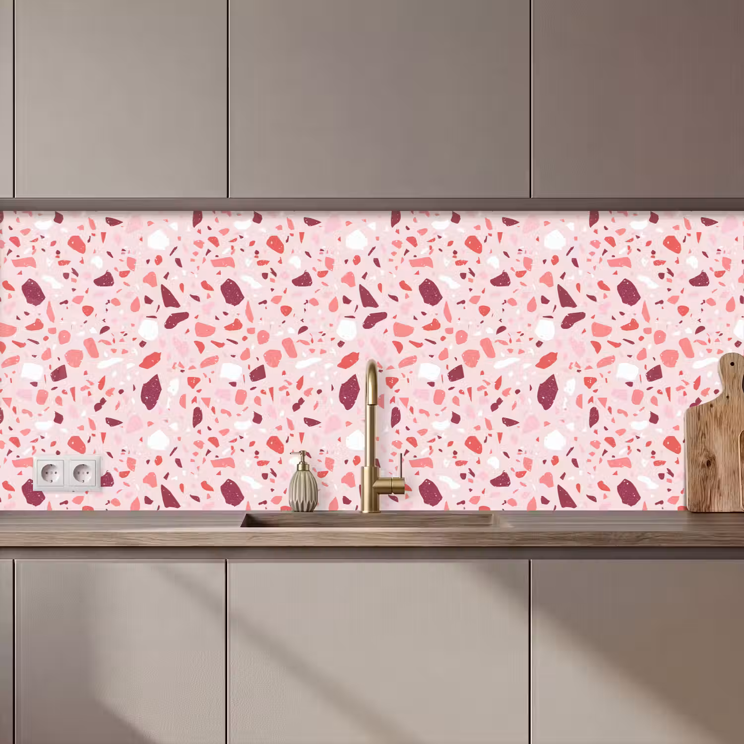 Terrazzo - Patroon - Roze keuken achterwand 2 middel 871 zz_3dshopping