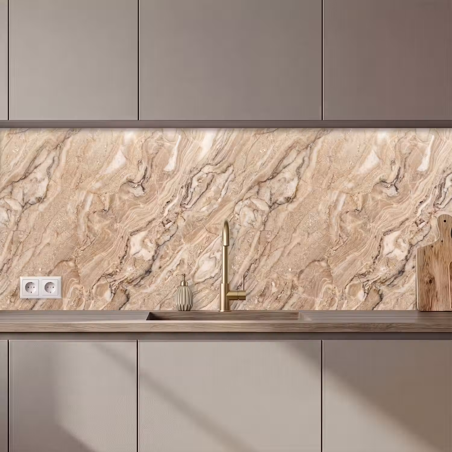 Textuur - Aders - Abstract - Modern - Beige keuken achterwand 2 middel zz_3dshopping