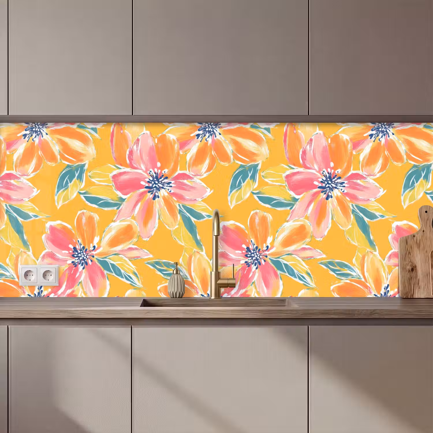 Textuur - Bloemen - Kleurrijk keuken achterwand 2 middel 871 zz_3dshopping