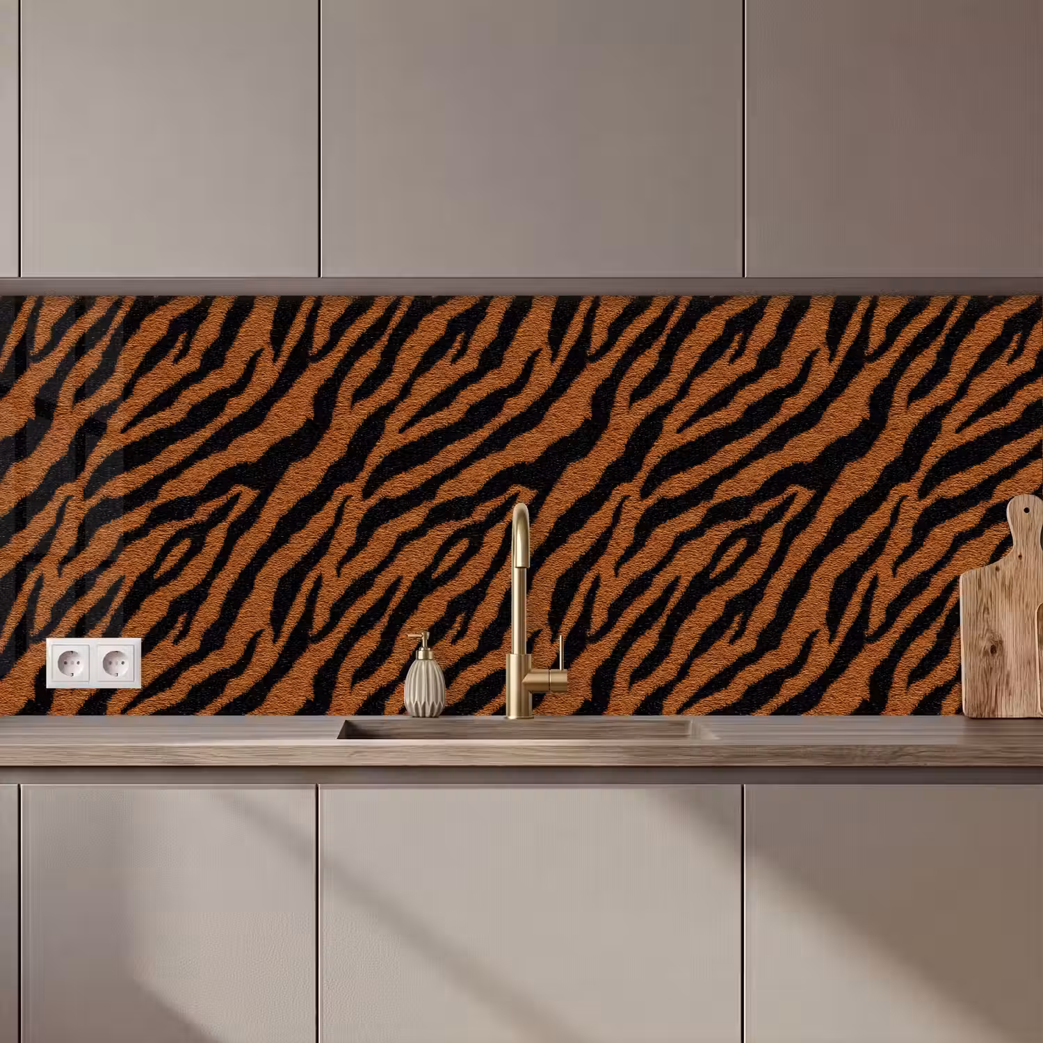 Tijger - Vacht - Zwart keuken achterwand 2 middel 871 zz_3dshopping