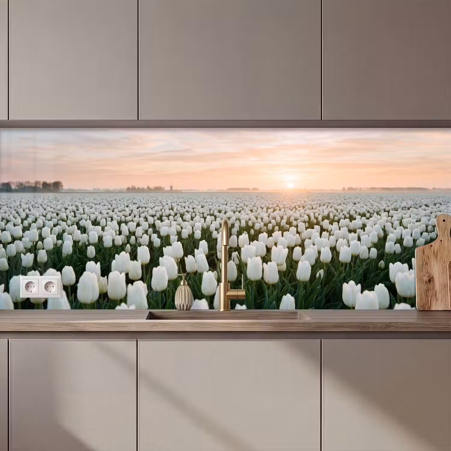 Tulpen - Landschap - Wit keuken achterwand 2 middel zz_3dshopping