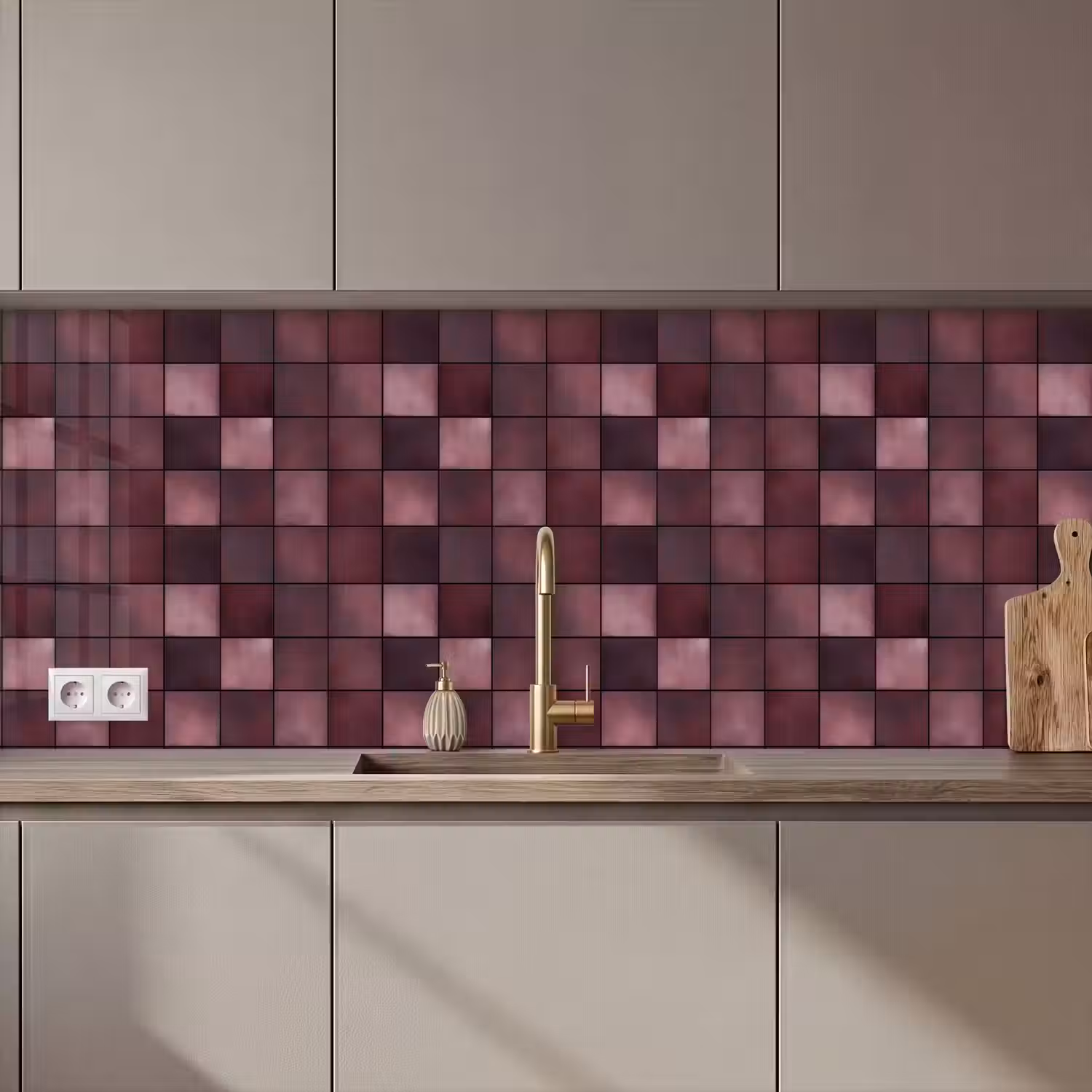 Vierkant - Tegel - Patroon - Paars keuken achterwand 2 middel 871 zz_3dshopping
