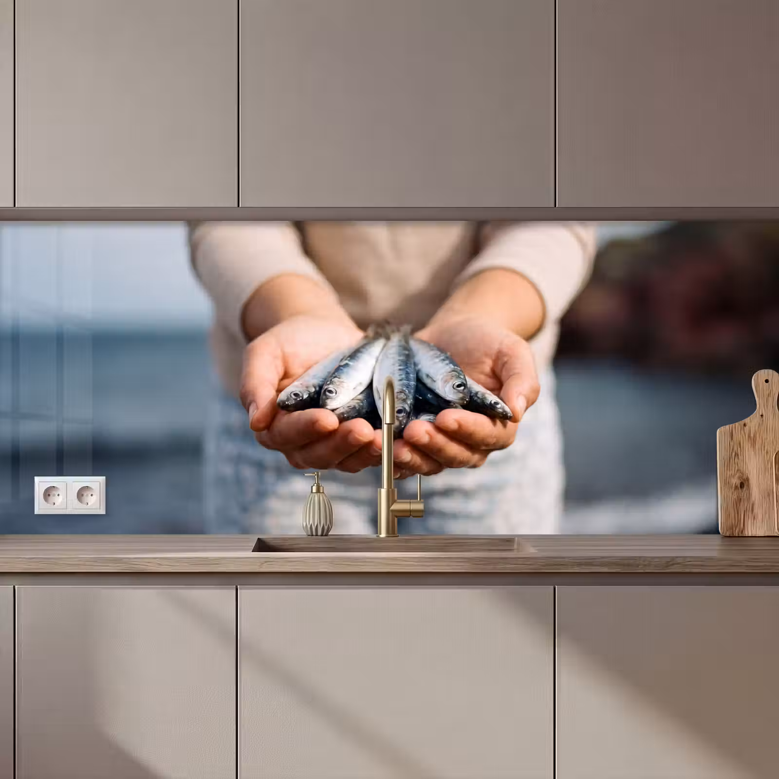 Keuken achterwand - Vis - Handen - Natuur - Vis - Handen - Natuur keuken achterwand 2 middel zz_3dshopping