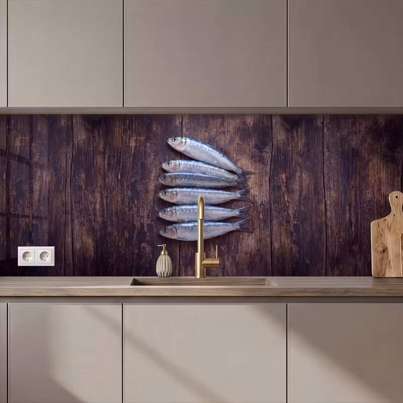 Keuken achterwand - Vis - Hout - Eten - Vis - Hout - Eten keuken achterwand 2 middel zz_3dshopping
